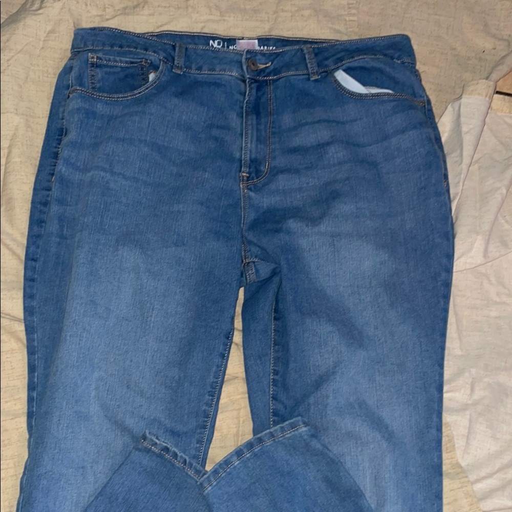 No Boundaries Women's Straight Leg Jeans - Blue